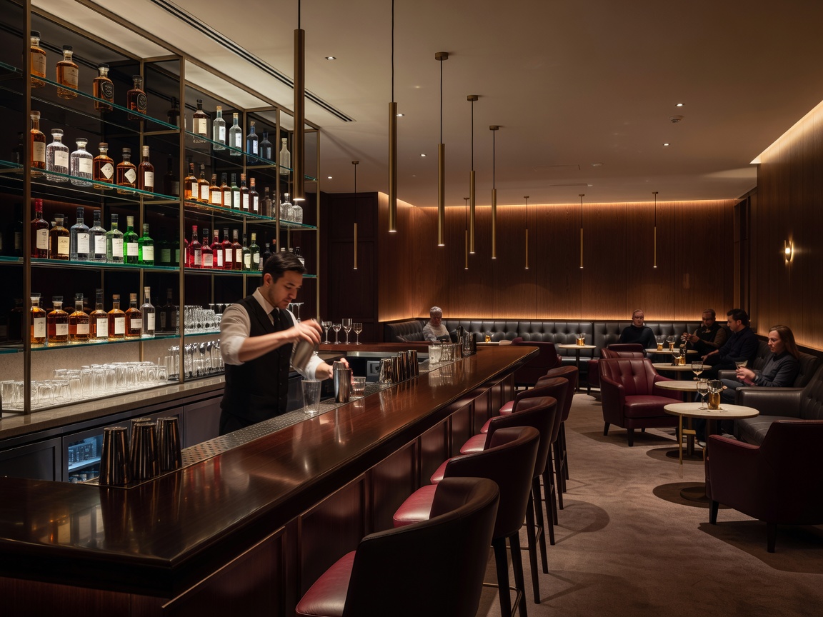Contemporary cocktail lounge with warm lighting and sophisticated atmosphere